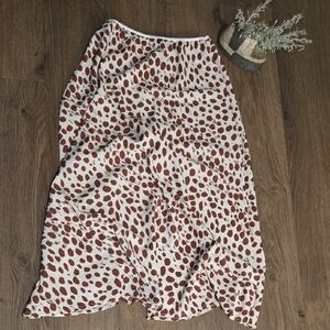 She Is Love  Cream and Brown Patterned Maxi Skirt